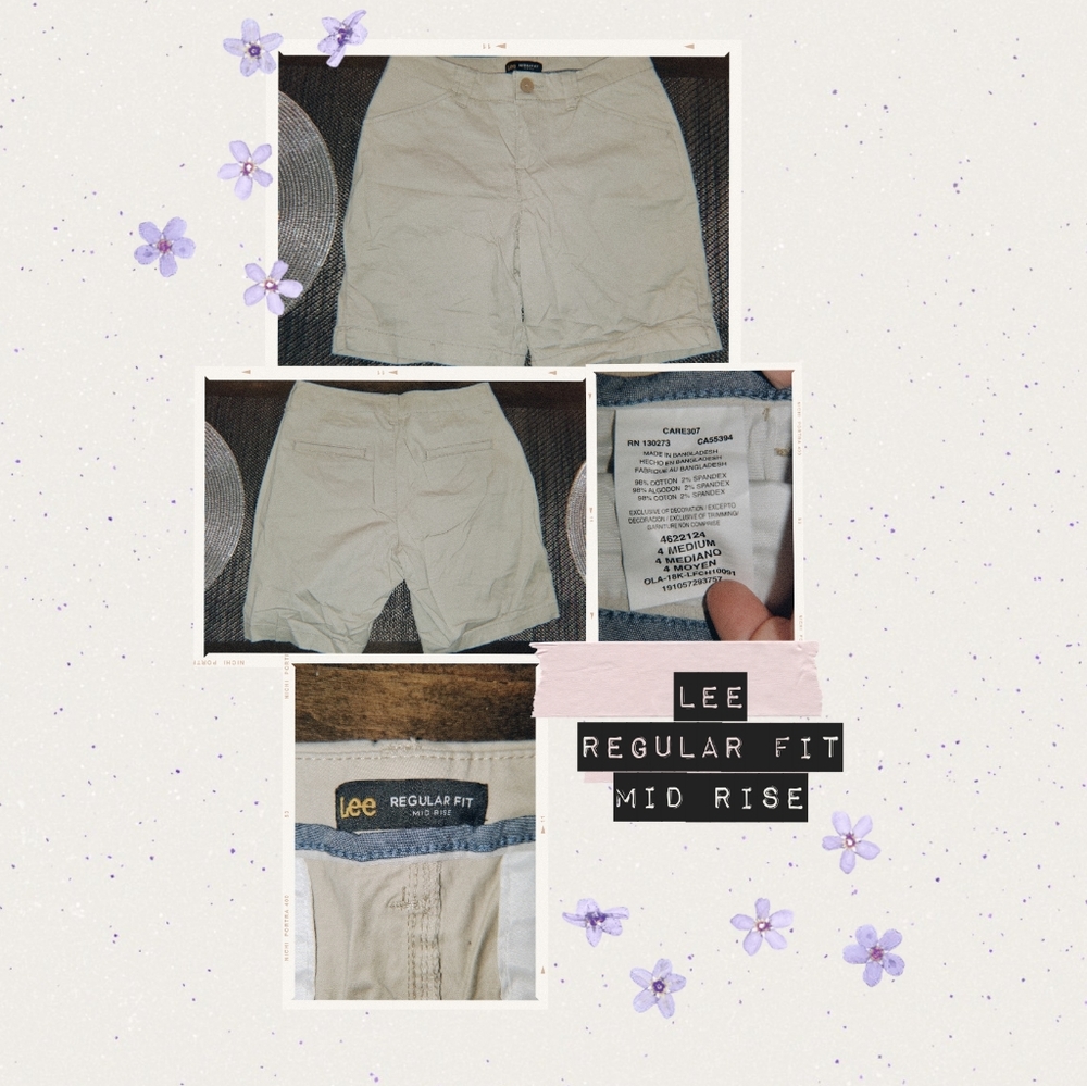 Lee khaki shorts, mid rise, 4 med. Regular fit